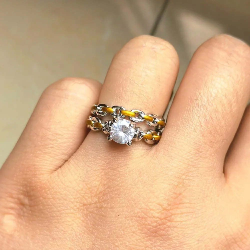 ❤️Shiny Princess Cut Diamond Lovely Wedding Couple Ring, GPMB1423